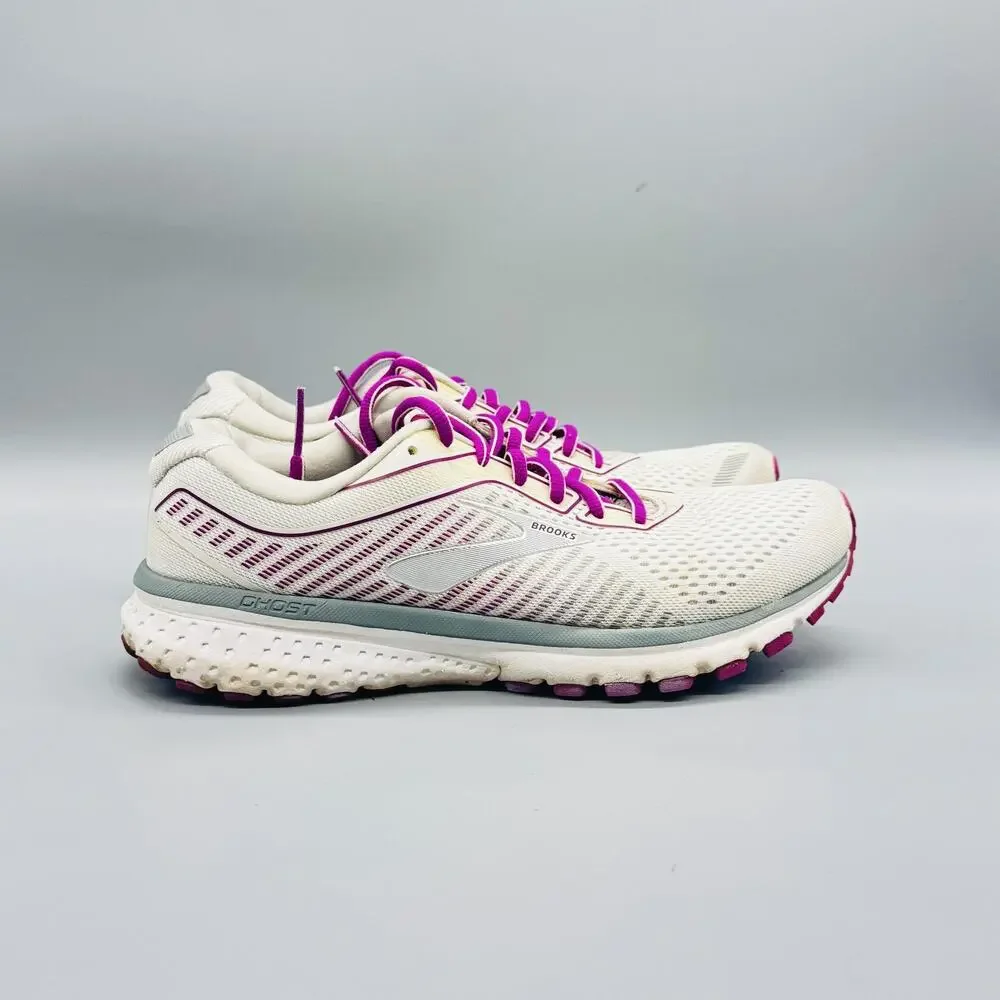 Brooks Shoes Womens 9.5 White Mesh Ghost 12 Running Athletic Sneakers Comfort